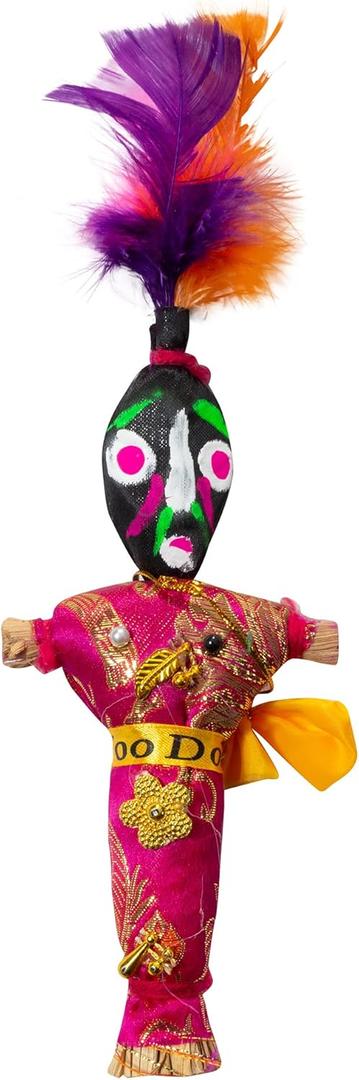 Artisan Owl New Orleans Novelty Voodoo Doll Souvenir with White and Black Pins (Pink)
