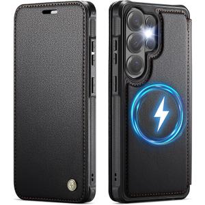 for Samsung Galaxy S26 Ultra Wallet Case Compatible with Magsafe, PU Leather Flip RFID Blocking Card Holder Shockproof Magnetic Women Men Wallet Phone Case Cover for Galaxy S26 Ultra, Black