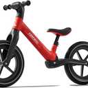 Ridego 14 Inch Balance Bike for Kids 3-6 Years, Lightweight Toddler Bike with Air Rubber Tires, Adjustable Seat, Durable Push Bicycle Gift for Boys & Girls (Red)