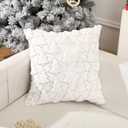 Christmas Pillow Covers 18x18 inch Set of 2,Christmas Pillows Tree White Faux Fur Throw Pillow Covers,Winter Holiday Farmhouse Cushion Case Decoration for Sofa Couch