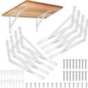 8 Pcs Heavy Duty Shelf Brackets, Floating Metal Shelf Brackets, Metal Wall Mount L Shaped Shelves Support Angle Brackets for Heavy Duty Floating Shelves Shelf Brackets (7.87x4.72 inch White)