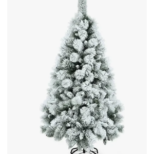 7ft Snow Flocked Hinged Artificial Slim Christmas Tree with Pine Needles