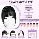 Yorda Bangs Hair Clip 100% Human Hair Clip in Bangs Fringe with Temples Wispy/French Bangs for Women Natural Looking for Daily Use (French Bangs, Natural Black)