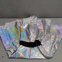 IDOPIP Women's Shiny Metallic Dress Sexy Sleeveless Skater Mini Dress Holographic Party Rave Dance Clubwear Halloween Costume (XL)