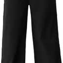 Women's Wide Leg Pants Straight Drawstring Elastic Waisted Baggy Mid Rise Casual Trousers, Size: Small