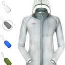 Dooy Sun Protection Jacket Ultra Light Thin Breathable Packable Outdoor Cycling Jacket Hoodie Skin Clothing for Men & Women (Large, Gray)