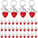 Yinkin 36 Pcs Nurse Keychains Bulk Nurses Week Gifts Keyrings with Red Heart Syringe Stethoscope Pendant Nurse Party Favors RN Thank You Gifts for Women Nurse Day Graduation Students