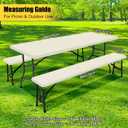 Smiry Picnic Table Cover with Bench Covers, Waterproof Elastic Fitted Polyester Tablecloths for 5 Ft Rectangle Tables, Washable Windproof Tablecloth for Camping, RV & Outdoor (Beige, 30x60 Inches)