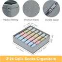 Joyoldelf Sock Drawer Organizer Divider 2 Packs Underwear Organizer, 24 Cell Closet Organizers and Storage Organizer Sock Holders Organizers for Storing Socks, Handkerchiefs, Ties, Belts (Grey)