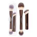 Foundation Makeup Brushes, MAGEFY 2Pcs Double Ended Makeup Brush Foundation Brush for Liquid Makeup Blending Powder Concealer Cream Blush Buffe (Coffee Brown 01)