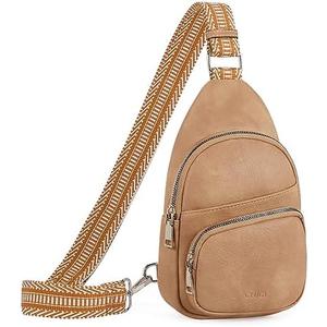 CLUCI Small Sling Bag for Women, Vegan Leather Fanny Pack Crossbody Bags for Women, Chest Bag With Guitar Strap