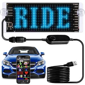 Light Sign for Car, 6.7''x2.7'' Programmable Flexible LED Matrix Panel, Bluetooth APP Control Custom Text Pattern Animation Scrolling LED Display for Car Windshield