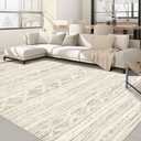 Nakagishi 5x7 Area Rugs Living Room: Washable Boho Large Neutral Modern Soft Farmhouse Beige Rug Stain Resistant Indoor Floor Non-Slip Carpet for Women Home Enthusiasts Aged 25-45 - Bedroom Room Decor