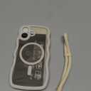 3 in 1 Magnetic for iPhone 17 Case, Cute Wavy [Full Camera Protection] [Fit for MagSafe] 1X Screen Protector+1X Wrist Strap, Anti-Slip Trendy Women Girly Phone Case for iPhone 17 6.3", Stone White