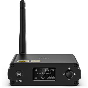 1Mii LDAC Hi-Res Bluetooth HiFi Receiver, Bluetooth 5.1 Audio Adapter w/Audiophile DAC/AptX HD/LL/AAC for Home Stereo, AV Receiver or Amplifier, OLED Display & Optical AUX Output,USB Input, EQ Mode (Black)