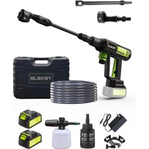 Portable Cordless Pressure Washer - 1200PSI Brushless Portable Pressure Washer Cordless Power Washer Battery Operated, 6-in-1 Nozzle, Adjustable Foam Cannon for Car & Garden (SC14, Green)