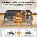 FURTIME Stainless Steel Cat Litter Box, Extra Large Cats Metal Litter Box | High-Sided Open-Top Easy-Clean Litter Pan for Multi-Cat Home, Non-Stick, Anti-Leakage, Comes with Scoop & Mat, 28"20"12.2"