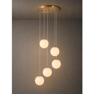 Gold Globe High Ceiling Chandelier - 5-Light 360° Statement Focal Point