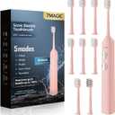 7MAGIC Sonic Electric Toothbrush for Adults and Kids - Up to 180 Days Runtime, 42000 VPM Powered Toothbrush, 5 Modes & 3 Intensities for Sensitive Teeth & Braces, Includes 8 Brush Heads, Pink