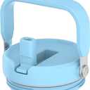 Cafezi Replacement Lid with Flip Straw and Top Handle, 30oz/ 40oz/ 50oz/ 64oz Tumbler, Screw On Lid (Sky Blue)