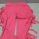 Choichic Women's Casual High Waist Fringed Pants With Elastic Waist - Bodycon Tassels Side Long Jogger Sweatpant (Pink, S)