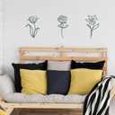 Oubasa Metal Flowers Wall Art Set of 3, Farmhouse Floral Home Decoration, Modern Line Art Flower Wall Decor for Living Room Bedroom Bathroom, Minimalist Botanical Wall Sculpture Lily, Tulip, Rose
