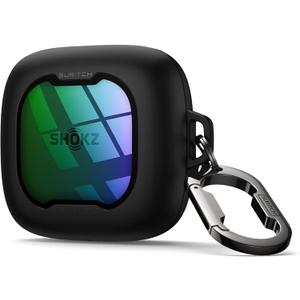SURITCH for SHOKZ OpenFit Air Case Cover, Magnetic Locking Cases for SHOKZ OpenFit Air Open-Ear Headphones, Protective Bumper Cover with Carabiner for OpenFit Air Earbuds (2024), Green Sparkle