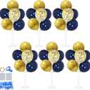 6 Set Balloon Stand with Blue and Gold Balloons Centerpiece Table Decorations for Birthday Wedding Anniversary Father's Day Retirement New Years Graduation Decorations Class of 2025