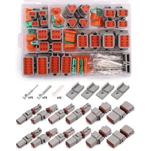 215 PCS Deutsch Connector Kit, 2 3 4 6 8 12 Pin Waterproof DT Series Connector Assortment,IP68 Waterproof Automotive Electrical Connectors & Size 16 Stamped Contacts for Car Truck Marine Wiring