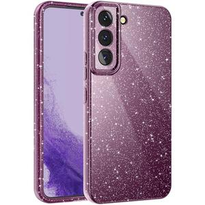 CUZMIGO Sparkly Case for Samsung Galaxy S22, Cute Neon Bright Color Phone Cases for Women Girls, Glitter Shiny Bling Slim Fit Soft TPU Shockproof Cover with Camera Protection, Dark Purple