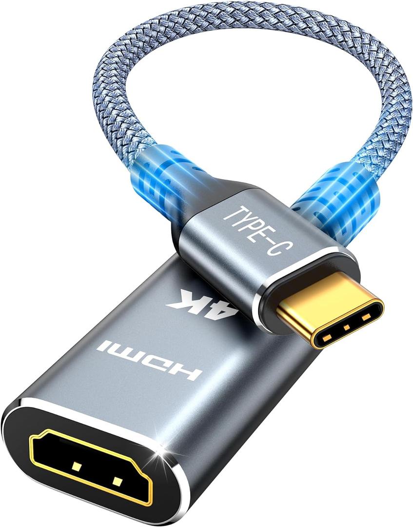 Highwings USB C to HDMI Adapter (4K@60Hz), USB Type C to HDMI Cable Adapter [High Speed, Thunderbolt 3/4 Ports], Compatible for iPhone 15/16 Pro/Max, MacBook Pro/Air, iPad, iMac and More (Grey)