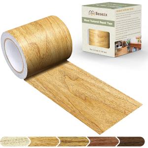 Besezx Wood Grain Repair Tape, 2.4" X15', Self Adhesive Wood Grain Repair Patch for Tables, Chairs, Baseboards, Doors, Windows, Floors, All Kinds of Furniture Renovation, Handicraft DIY. (Natural oak)