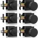 goldenwarm 3 Pack Black Door Knob with Deadbolt,Zinc-Alloy Heavy Duty Front Door Knob and Deadbolt Set，Contemporary Door Knobs Exterior with Deadbolt
