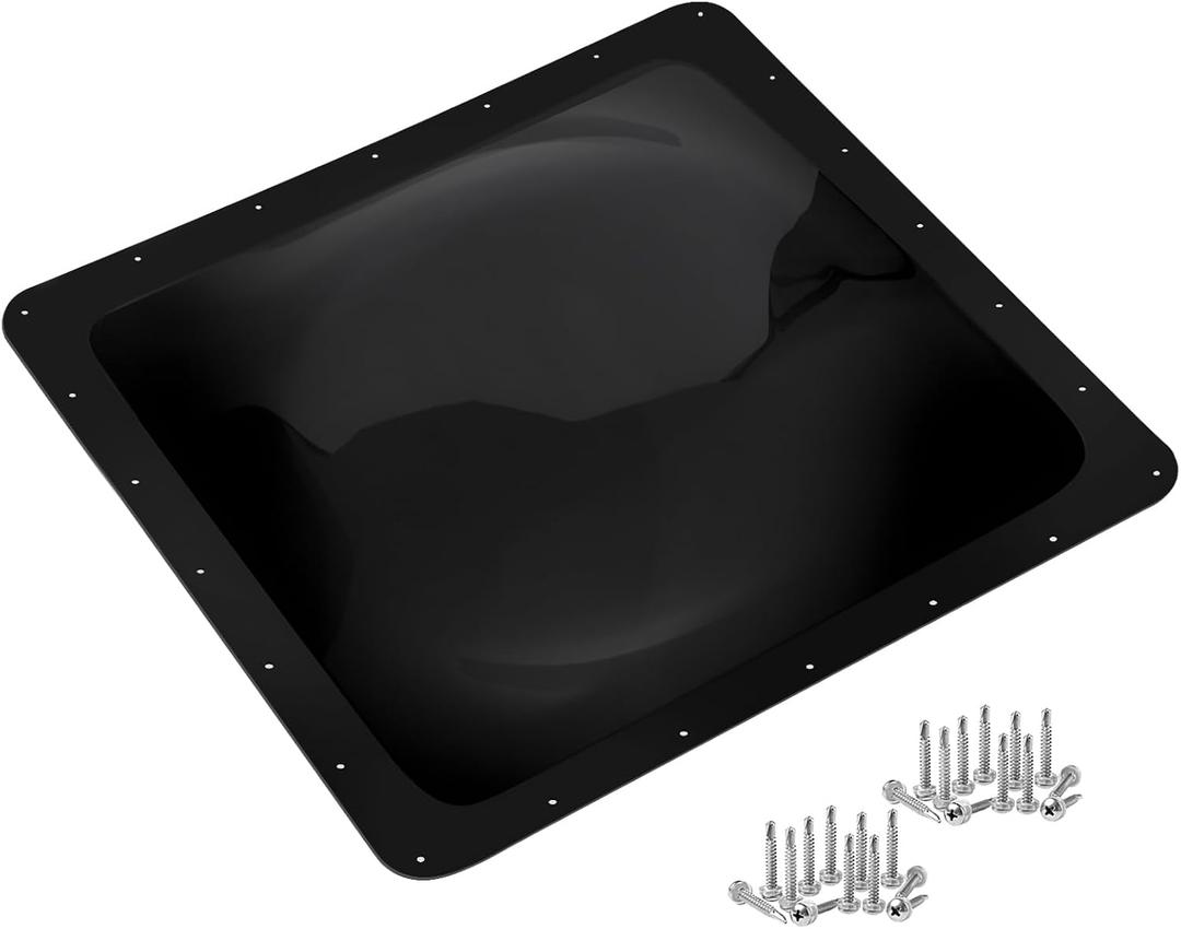 XMK 26" x 26" RV Skylight Cover Replacement, Camper RV Shower Skylight Outer Dome Fit 22" x 22" Openings Roof for Camper Food Truck Motorhome Roof Vent Cover (22"x22", Black)