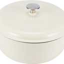 Amazon Basics Enameled Cast Iron Dutch Oven Pot with Lid, Oven Safe, Heavy-Duty, Dual Handles for Baking, Roasting, Stews, Round, 6-Quart, White