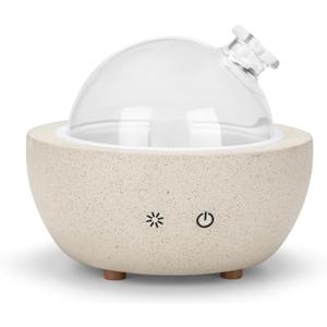 Essential Oil Aromatherapy Diffuser for Home Bedroom Large Room Glass Stone Ultrasonic Air Scent Mist Aroma Diffuser 200ML DefusersLight Grey
