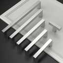 10 Pack 7-1/2''(192mm) Brushed Nickel Cabinet Pulls Stainless Steel Cabinet Handles Satin Nickel Drawer Pulls Square Cabinet Hardware for Cupboard (7.5"/192MM Hole Center)