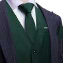 Barry.Wang Mens Suit Vest Linen Formal/Casual V-neck Waistcoat Tie Bow Tie Set Solid Color 6PC Wedding Party Tuxedo (Green, XL)