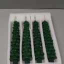 Christmas Tree Candles with Remote Timer, 4 Pcs Waxy Flameless Taper Candles Flickering, Battery Operated LED Candlesticks with 3D Flame Wick, Green Window Candle for Christmas Decorations