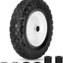 Upgraded 16" Flat Free Wheelbarrow Wheels and Tires, 4.80/4.00-8 Solid Tires with 5/8"&3/4" Bearings,14"-16" Universal Fit Wheelbarrow Wheel for Wheelbarrows/Garden Trailer