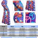 Tisancy 3 Pcs 60s 70s Outfit for Women Hippie Costume Set Disco Flared Pants Groovy Outfit Party Accessories