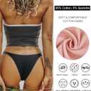 FINETOO Womens Underwear Cotton High Cut String Bikini Panties Low Rise Hipster Ladies Sexy Cheeky Underwear 6 Pack (L)