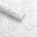 Wudnaye Peel and Stick Wallpaper Grey and White Wallpaper Floral Contact Paper Self Adhesive Removable Vintage Contact Paper Waterproof for Bathroom Bedroom Cabinets Decor 16.9" 78.7" Vinyl