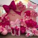 Soonlyn Bow Balloon Arch kit 13ft 12In Hot Pink Balloons with Bow Foil Balloon, Bow Ribbon 28pcs for Coquette Birthday Decorations Bow Party Decorations Baby Shower Bachelorette