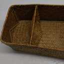 ELLDOO Woven Seagrass Wicker Rattan Storage Basket, Large Capacity Coffee Pod Holder Organizer for K Cup Nespresso Pods, 3-Section Seagrass Storage Box for Coffee bar Shelves Kitchen Cabinets,Brown