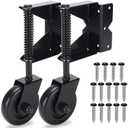 Gate Wheel, Spring Loaded Gate Caster, Heavy Duty Wooden Fence Gate Caster Wheel, 360 Degree Swivel Outdoor Swing or Rolling Gate Support Wheel Kit, 4-1/2 Inch, 220 Lbs Capacity, Black (Left & Right)