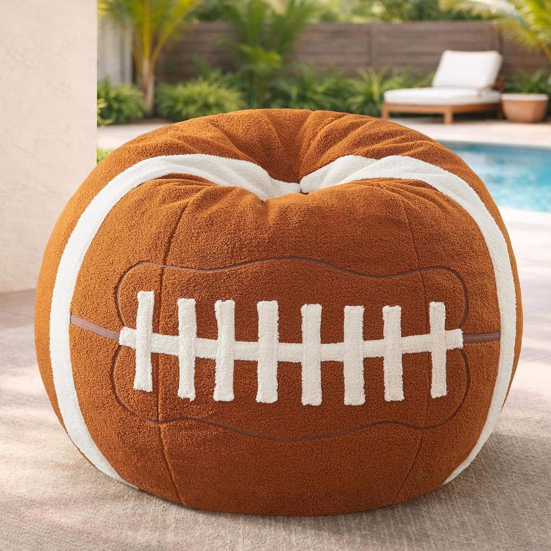 Sports Football Bean Bag Chair Giant Bean Bag Chairs for Adults and Kids Filled Plush Lounge Sofa Couch for Living Room, Gaming Room, Office Perfect for Football Party Decor 44 Inch