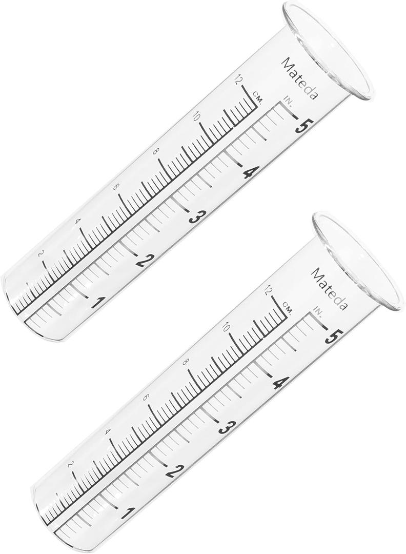 5" Capacity Rain Gauge Glass Replacement Tube, Lip Design, Great for Yard Garden Outdoor Home (2)