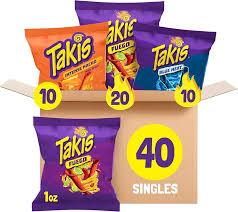 Takis Variety 40ct 1oz 28.4g HOT CHILI PEPPER ARTIFICIALLY FLAVORED TORTILLA CHIPS Best before: FEB 24 26 RL