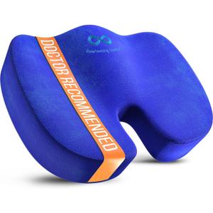 Everlasting Comfort Doctor Recommended Memory Foam Seat Cushion for Office Chairs & Car - Ergonomic Office Desk Accessories - Cushions for Tailbone Pain Relief, Sciatica & Back Support Pillow (08. Blue)